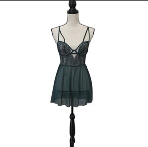 NWT Adore Me Dark Green Lace Babydoll